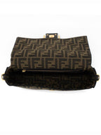 Fendi Baguette FF Jacquard Shoulder Bag Brown