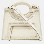 Fendi Transparent/off White Zucca Pvc And Leather Small Runaway Shopper Tote