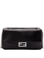 Fendi Baguette Chain Large Shoulder Bag Black