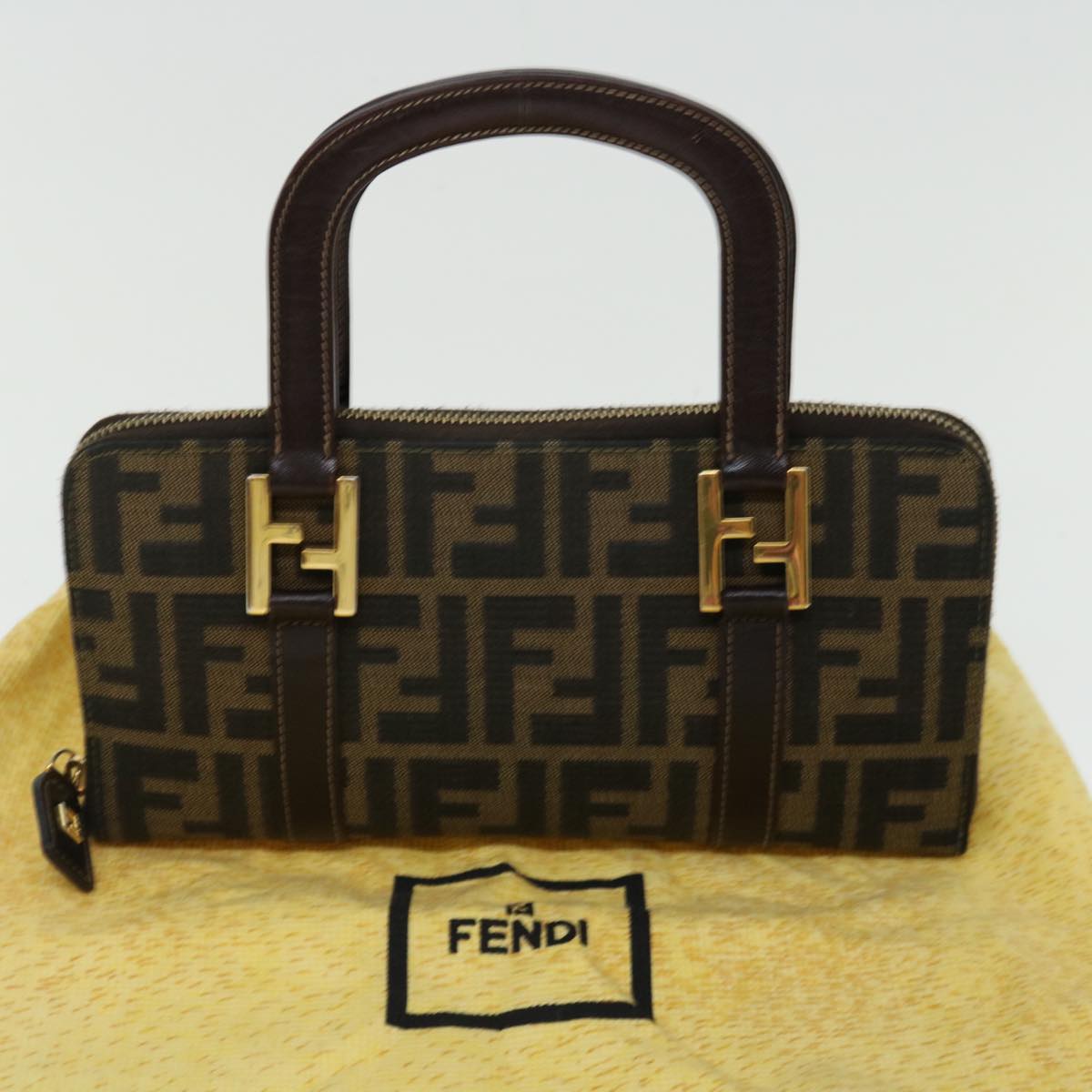 FENDI Zucca Canvas Hand Bag Brown Black70251