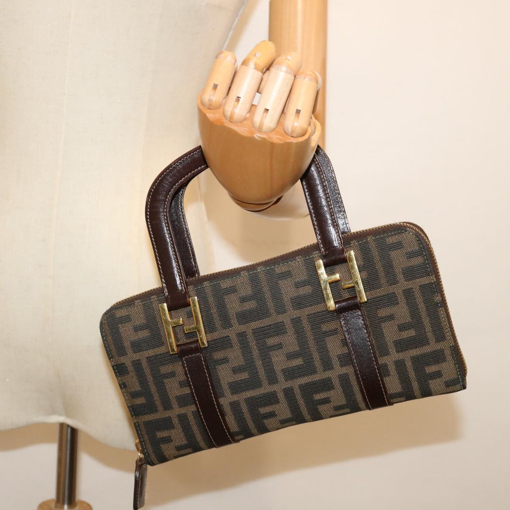 FENDI Zucca Canvas Hand Bag Brown Black70251