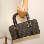 FENDI Zucca Canvas Hand Bag Brown Black70251