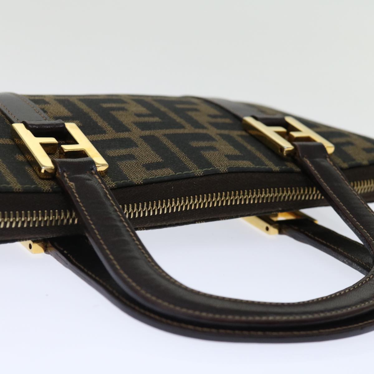 FENDI Zucca Canvas Hand Bag Brown Black70251