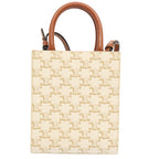 CELINE Triomphe Canvas Minibar Tical Hippo Hand Bag PVC 2way White Auth 70259A