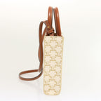 CELINE Triomphe Canvas Minibar Tical Hippo Hand Bag PVC 2way White Auth 70259A