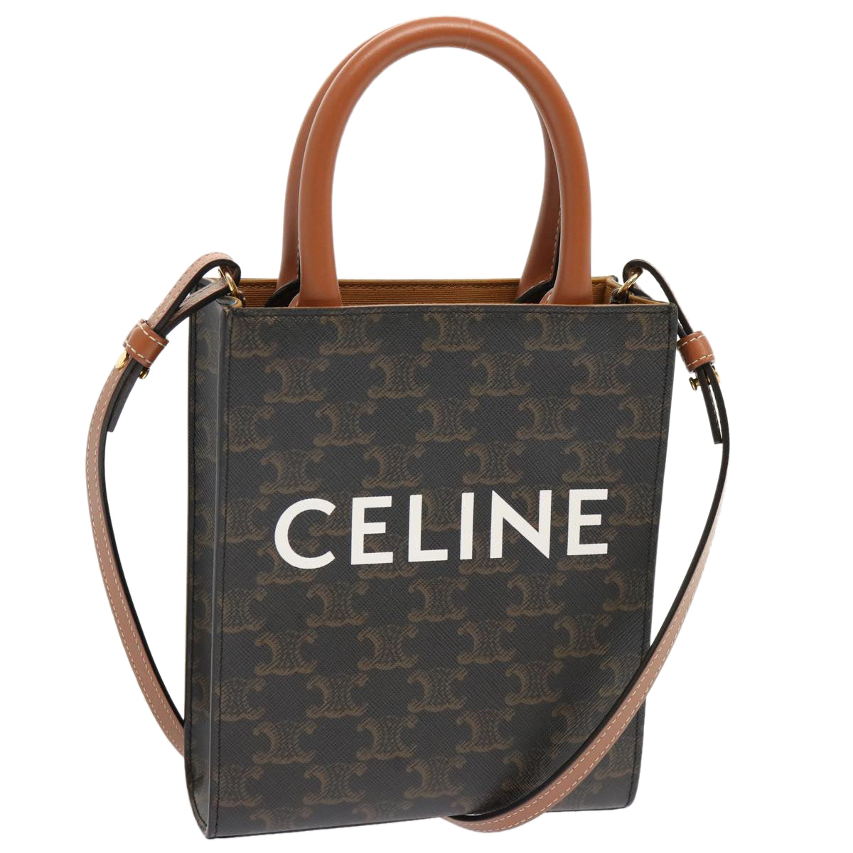 CELINE Triomphe Canvas Minibar Tical Hippo Hand Bag PVC 2way Black Auth 70260A