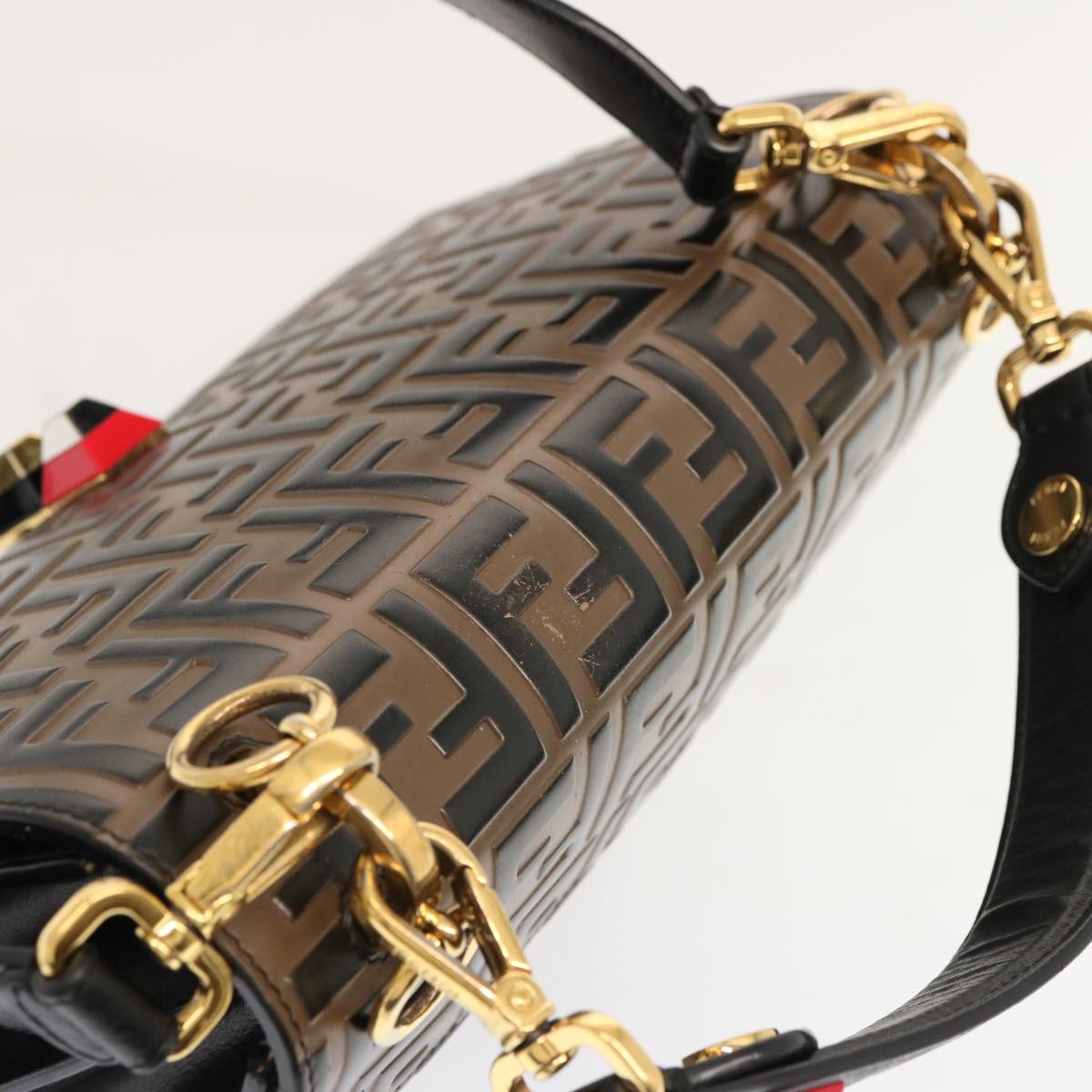 FENDI Zucca Canvas Canai Hand Bag 2way Brown Black70263