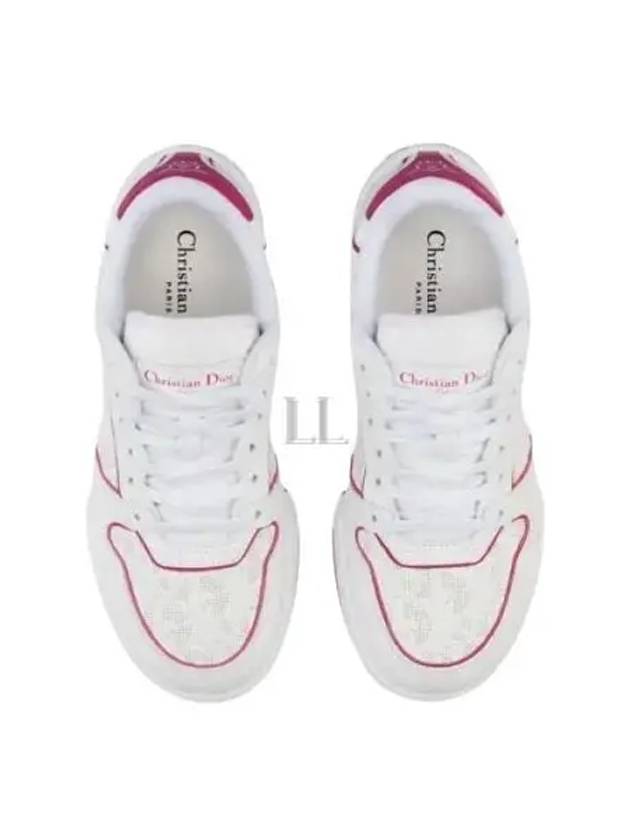 One Oblique Perforated Calfskin Low Top Sneakers White Fuchsia Dior