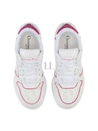 One Oblique Perforated Calfskin Low Top Sneakers White Fuchsia Dior