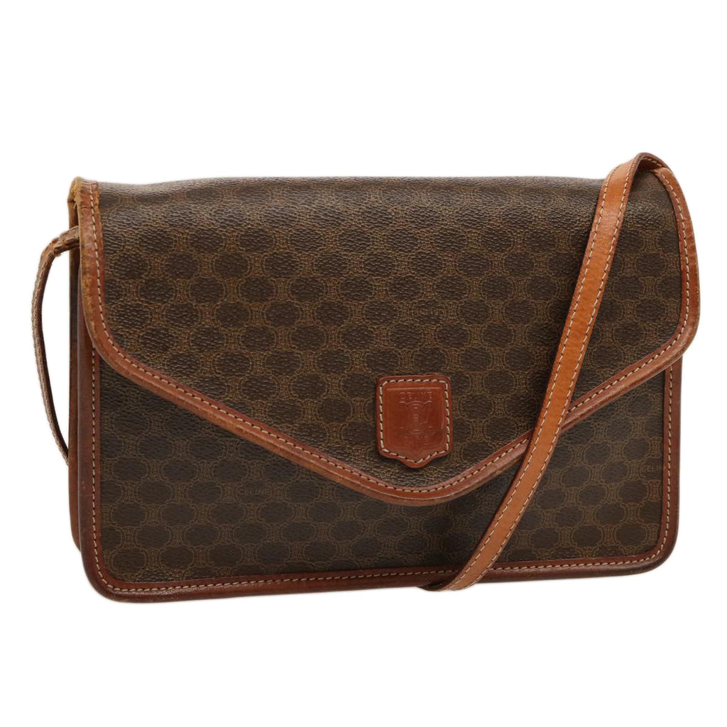 CELINE Macadam Canvas Shoulder Bag PVC Brown  70324
