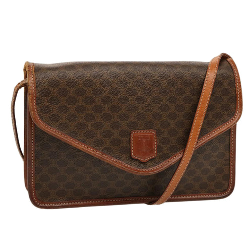CELINE Macadam Canvas Shoulder Bag PVC Brown  70324