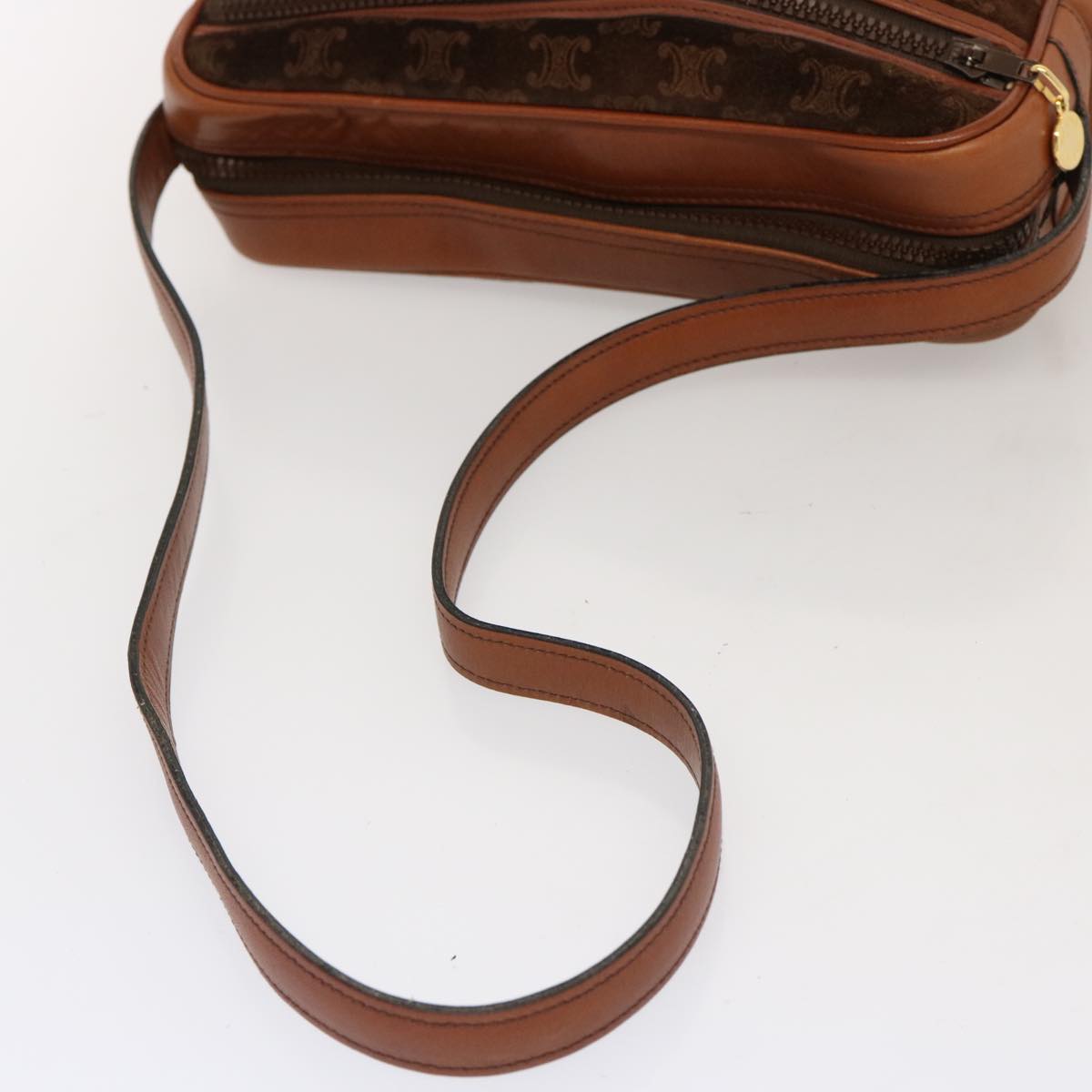 CELINE Macadam Canvas Shoulder Bag Brown Auth 70329