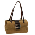 FENDI Mamma Baguette Hand Bag Corduroy Brown70342