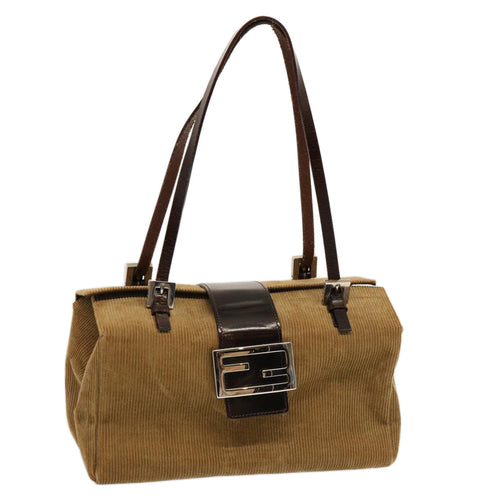 FENDI Mamma Baguette Hand Bag Corduroy Brown70342