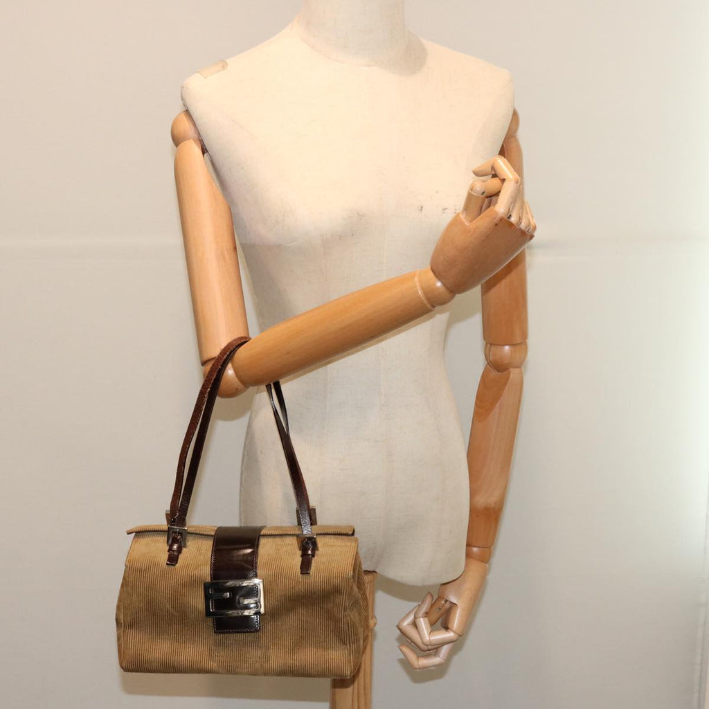FENDI Mamma Baguette Hand Bag Corduroy Brown70342