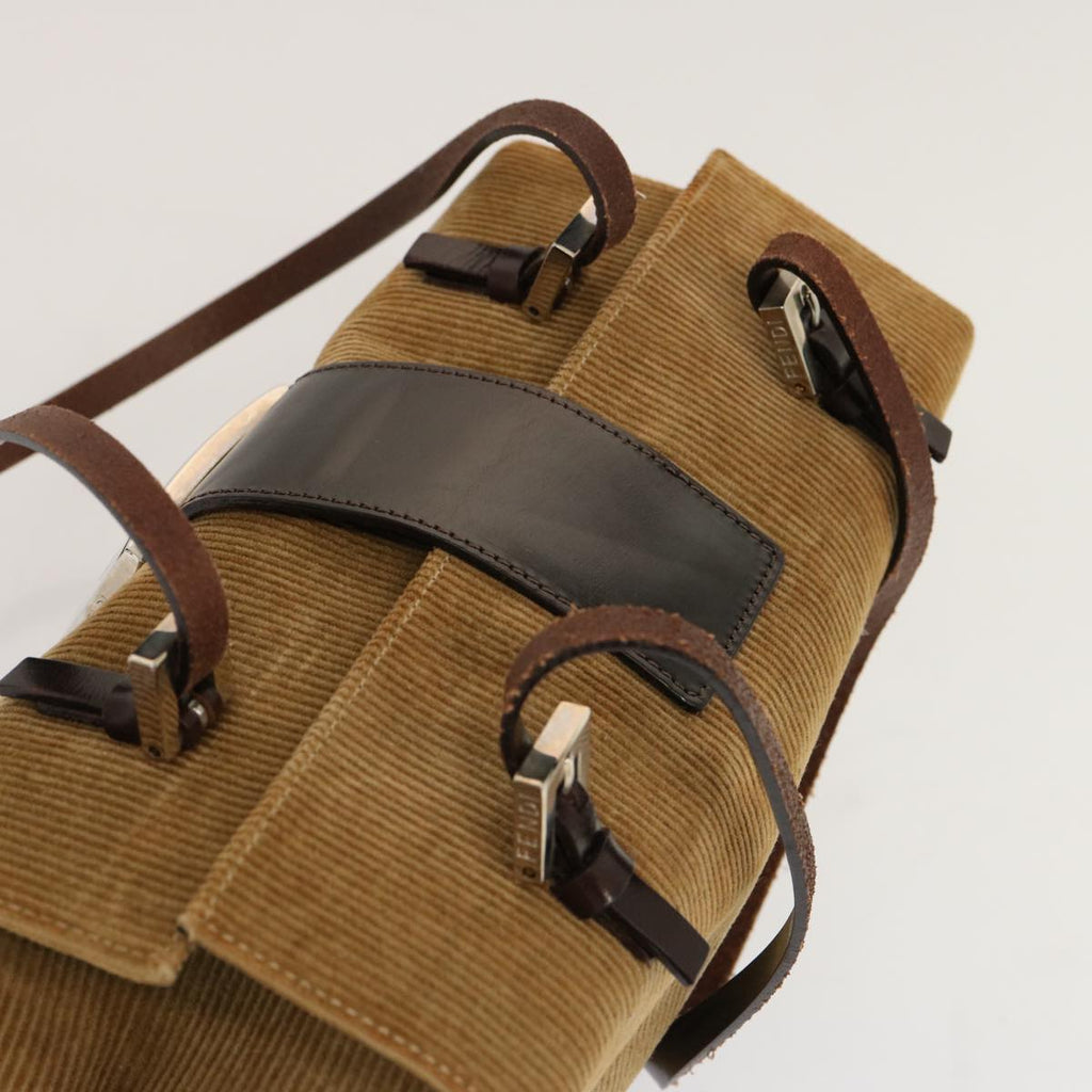 FENDI Mamma Baguette Hand Bag Corduroy Brown70342