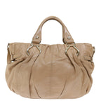 CELINE Hand Bag Leather 2way Beige Auth 70407
