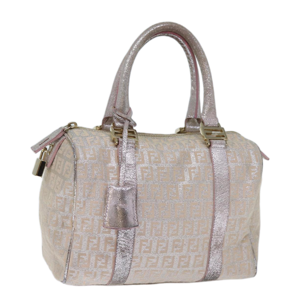 FENDI Zucchino Canvas Hand Bag Silver70429