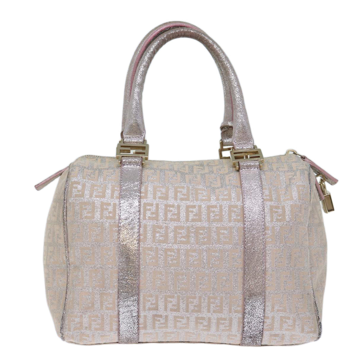 FENDI Zucchino Canvas Hand Bag Silver70429