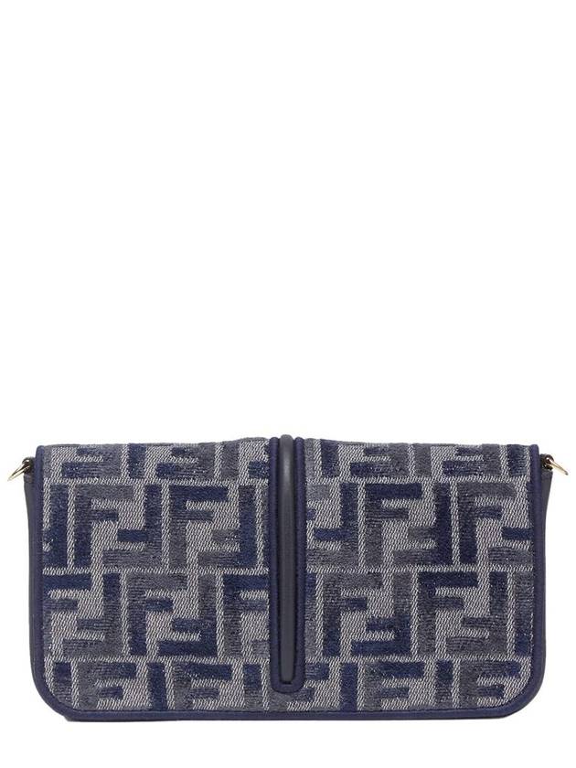 Fendi Graphy Chain Leather Long Wallet Dark Blue