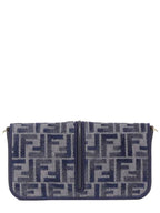 Fendi Graphy Chain Leather Long Wallet Dark Blue