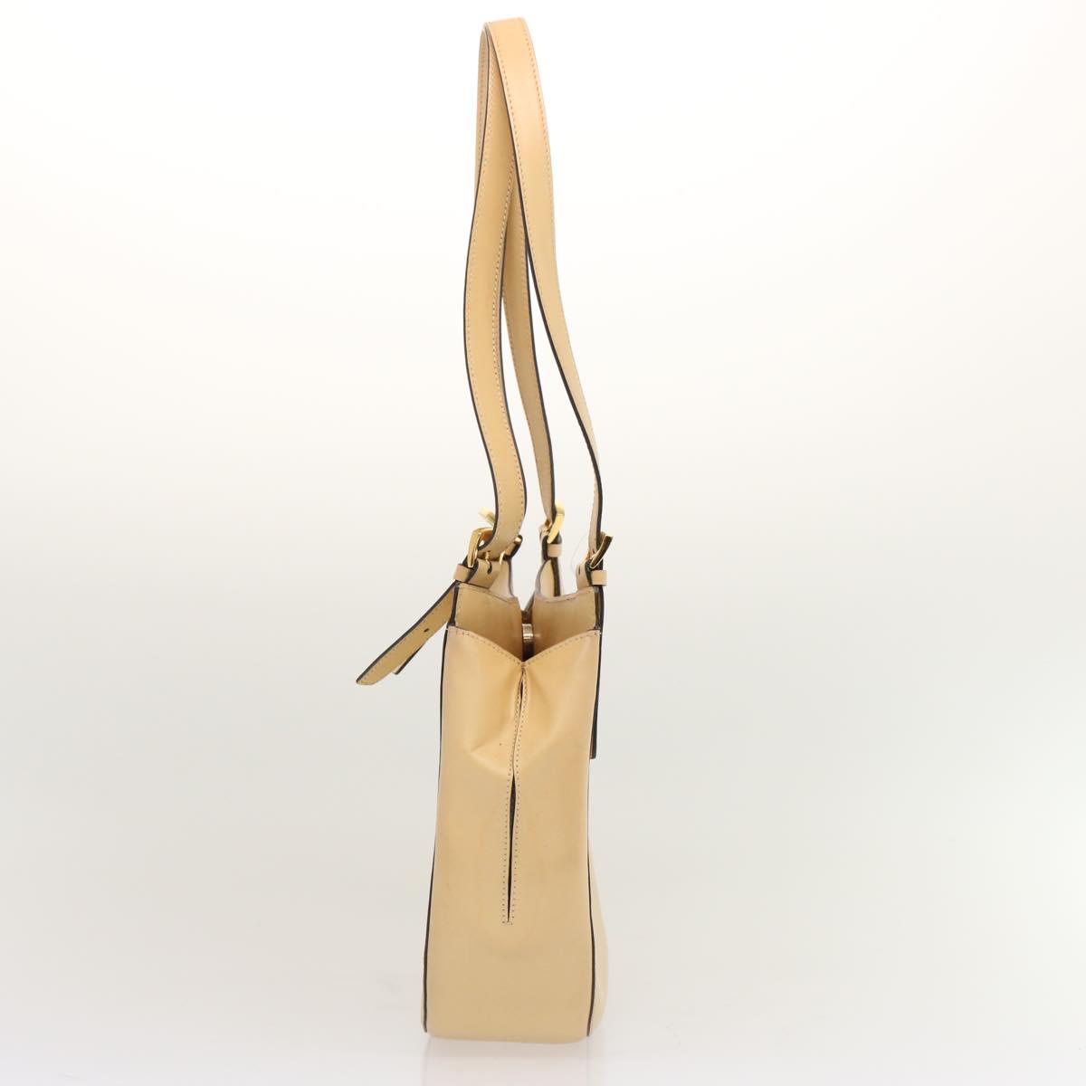 CELINE Shoulder Bag Leather Beige  70575