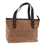CELINE C Macadam Canvas Hand Bag Suede Brown Auth 70595