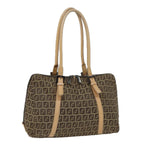 FENDI Zucchino Canvas Hand Bag Canvas Beige Brown70596