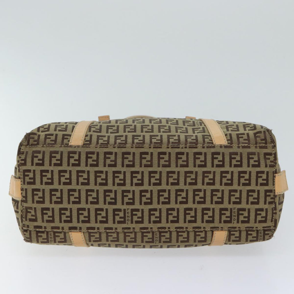 FENDI Zucchino Canvas Hand Bag Canvas Beige Brown70596