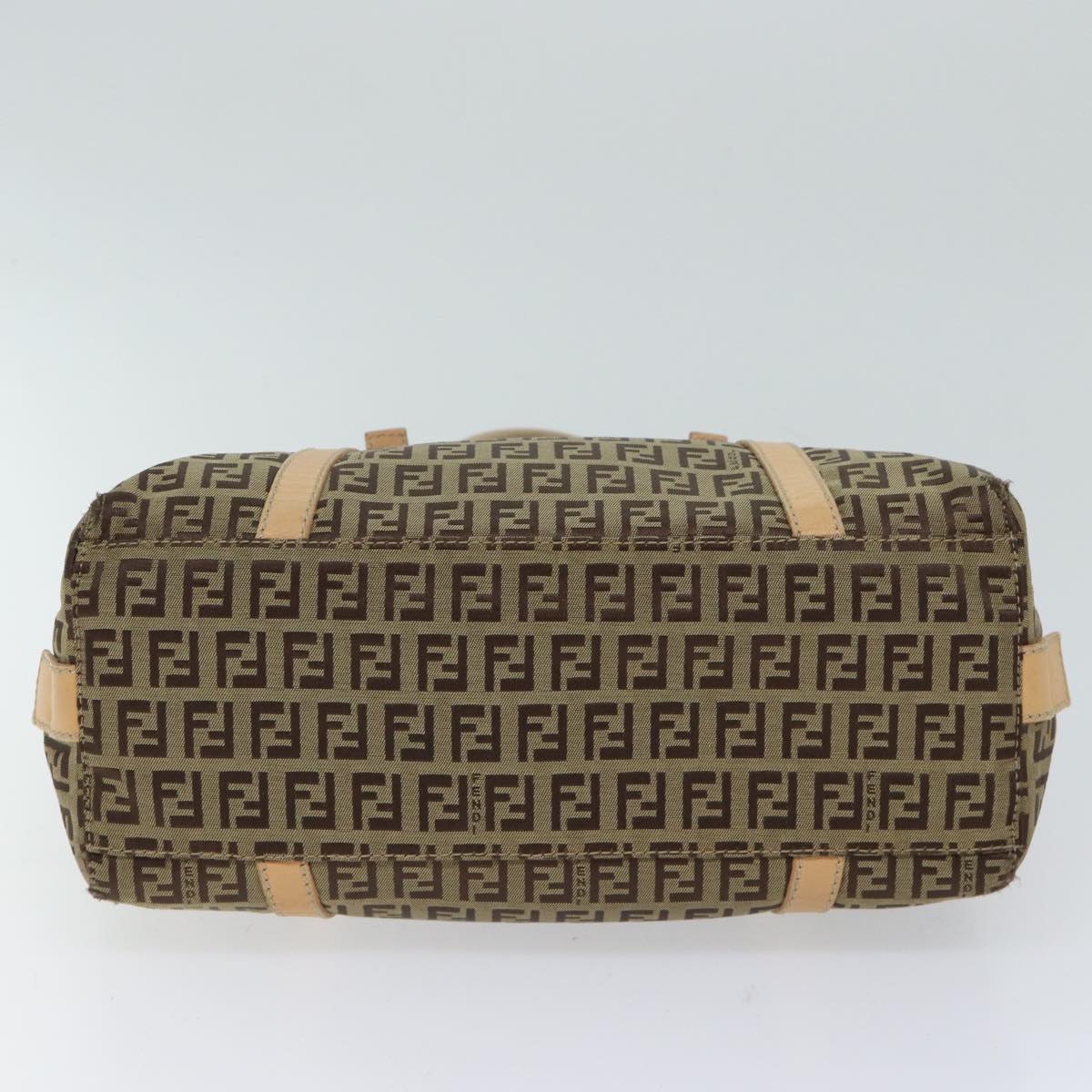 FENDI Zucchino Canvas Hand Bag Canvas Beige Brown70596