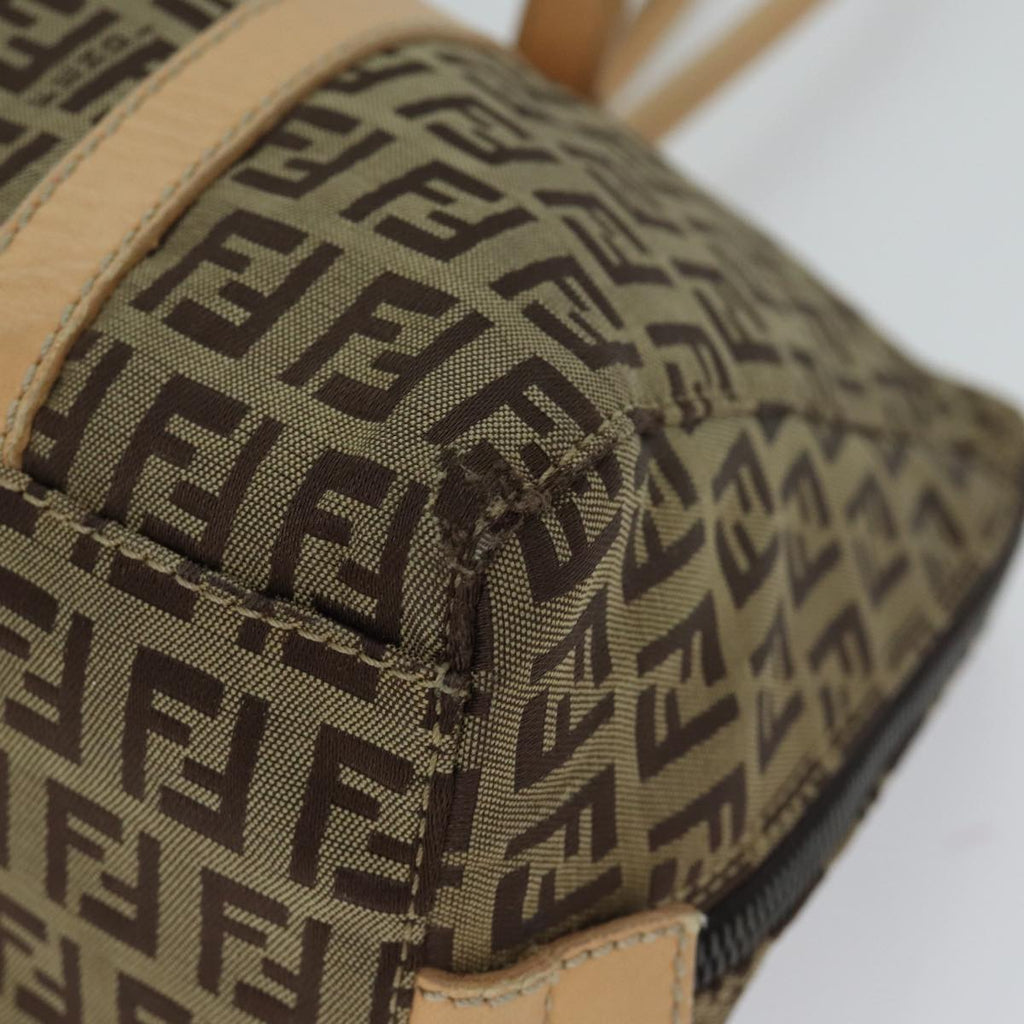 FENDI Zucchino Canvas Hand Bag Canvas Beige Brown70596