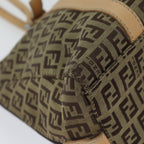 FENDI Zucchino Canvas Hand Bag Canvas Beige Brown70596