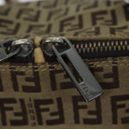 FENDI Zucchino Canvas Hand Bag Canvas Beige Brown70596
