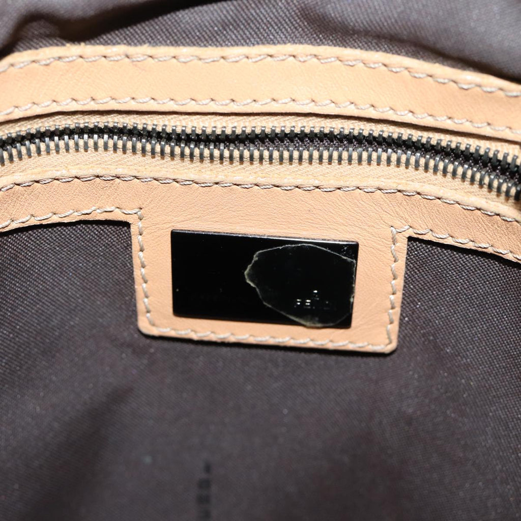 FENDI Zucchino Canvas Hand Bag Canvas Beige Brown70596