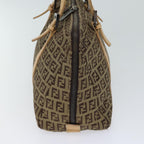 FENDI Zucchino Canvas Hand Bag Canvas Beige Brown70596