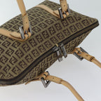 FENDI Zucchino Canvas Hand Bag Canvas Beige Brown70596