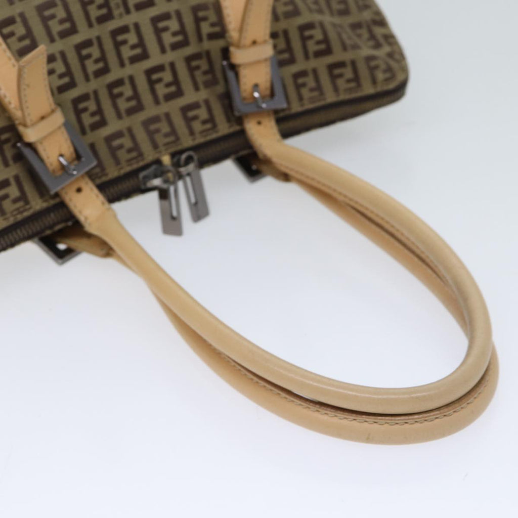 FENDI Zucchino Canvas Hand Bag Canvas Beige Brown70596