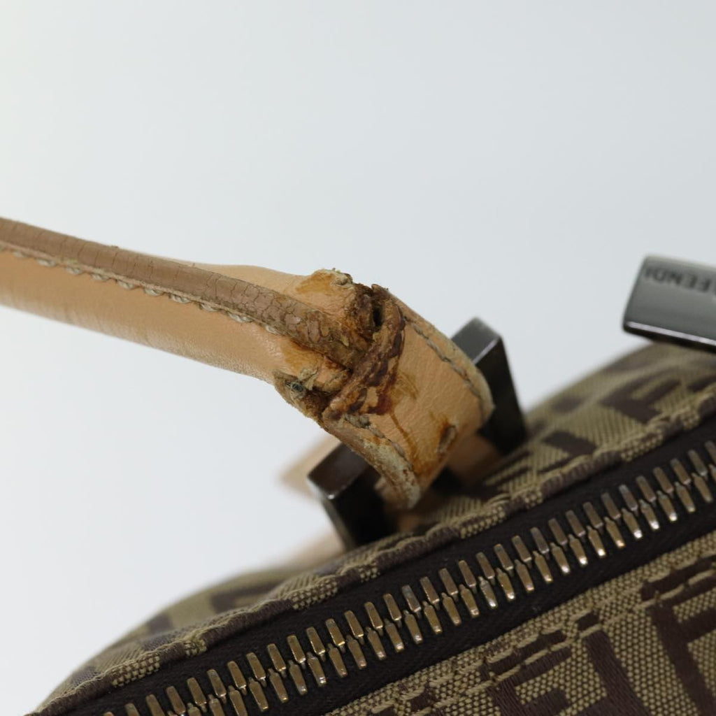FENDI Zucchino Canvas Hand Bag Canvas Beige Brown70596
