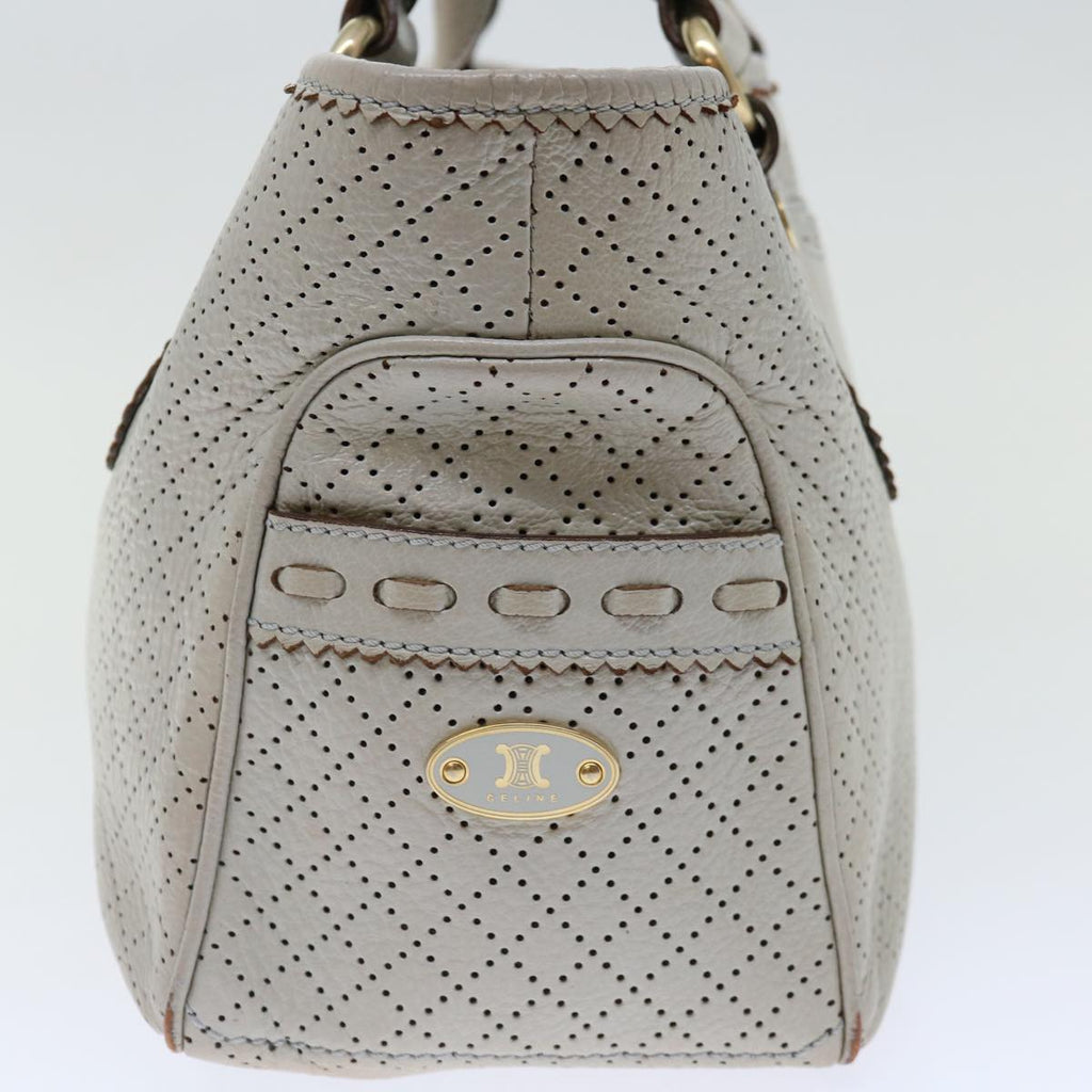 CELINE Hand Bag Leather Gray Auth 70597