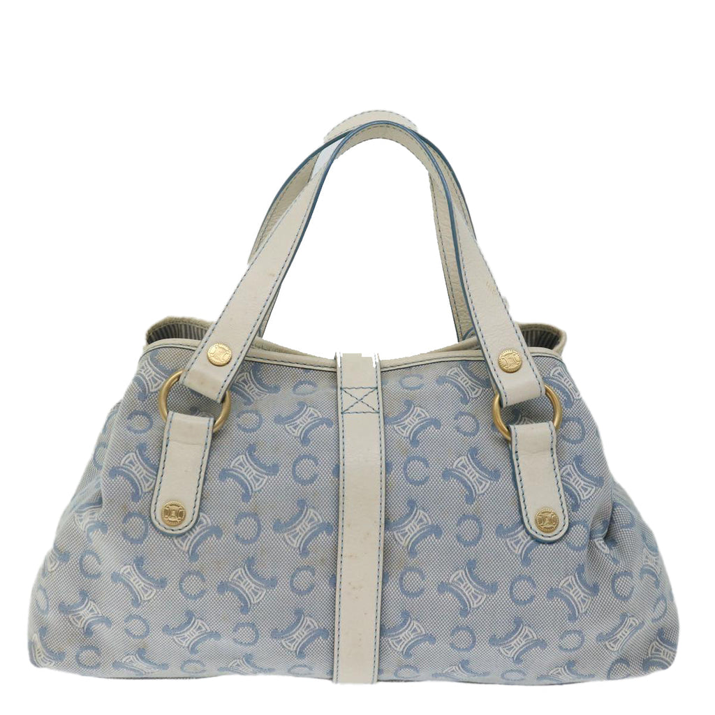 CELINE C Macadam Canvas Hand Bag Light Blue  70598