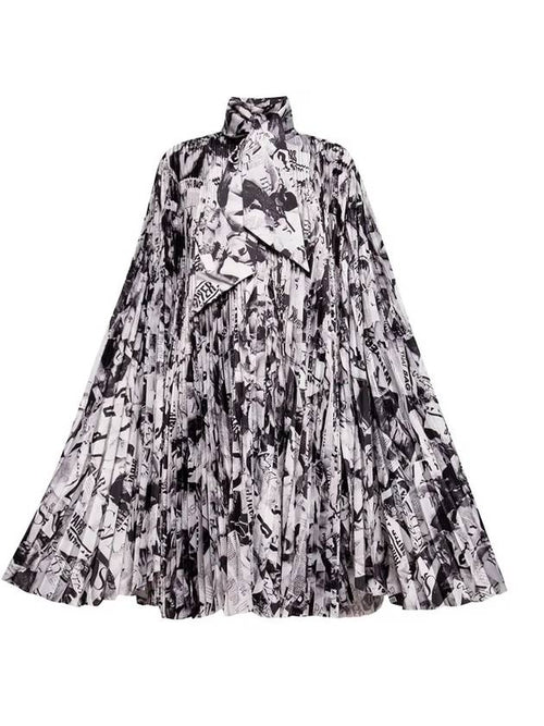 Balenciaga Women's Tie Pleated Short Dress Black