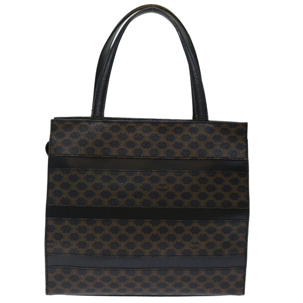 CELINE Macadam Canvas Hand Bag PVC Brown Black Auth 70629