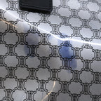 CELINE Macadam Canvas Tote Bag Enamel Silver Black Auth 70632