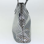 CELINE Macadam Canvas Tote Bag Enamel Silver Black Auth 70632