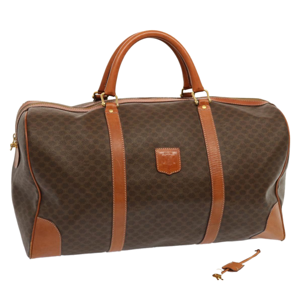 CELINE Macadam Canvas Boston Bag PVC Brown  70634