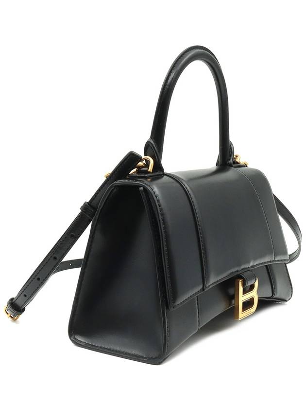Balenciaga 593546 Black leather HOURGLASS gold plated small top handle 2WAY