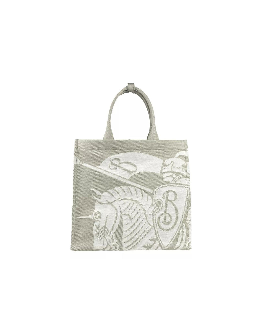 Burberry Knight Horseback Canvas Tote Women Beige Tote Bags