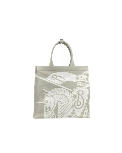 Burberry Knight Horseback Canvas Tote Women Beige Tote Bags