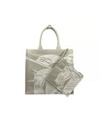 Burberry Knight Horseback Canvas Tote Women Beige Tote Bags