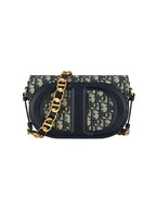 CD Signature Oblique Jacquard Shoulder Bag Blue Dior